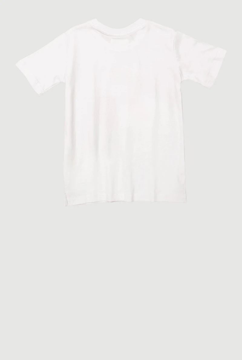 Little Boys Bear Graphic Rhinestone Crew Neck T-Shirt, White, Size 4