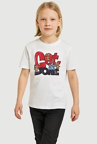 Little Boys Get It Done Rhinestone Graphic Short Sleeve Tee, White, Size 7