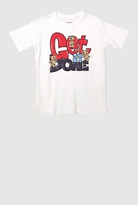 Little Boys Get It Done Rhinestone Graphic Short Sleeve Tee, White, Size 7