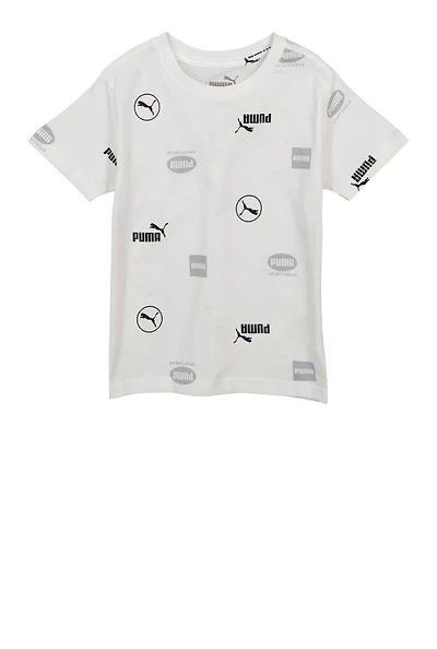 Little Boys Puma Sportswear Printed T Shirt, White, Size 4