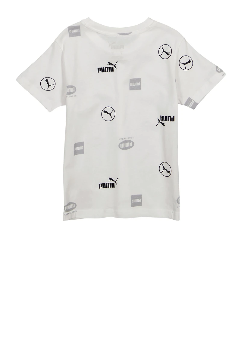 Little Boys Puma Sportswear Printed T Shirt, White, Size 6