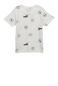 Little Boys Puma Sportswear Printed T Shirt, White, Size 6