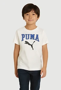 Little Boys Logo Graphic Crew Neck Short Sleeve T-Shirt, White,