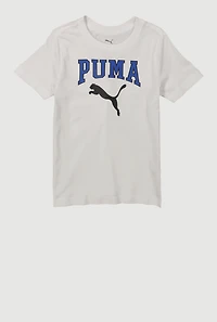 Little Boys Logo Graphic Crew Neck Short Sleeve T-Shirt, White,