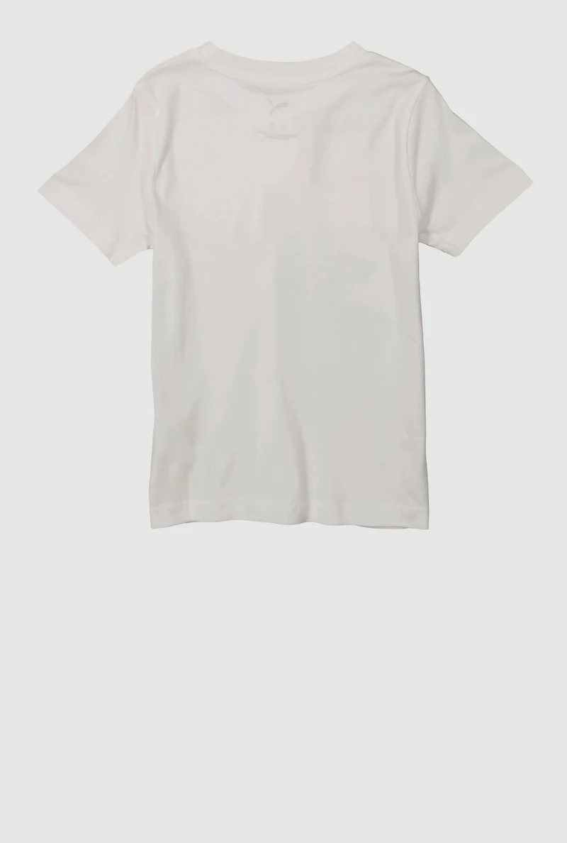 Little Boys Logo Graphic Short Sleeve T-Shirt, White, Size 7