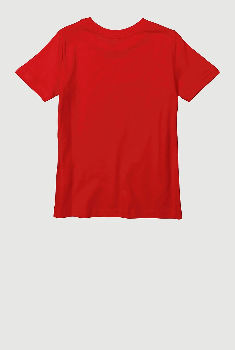 Little Boys Logo Graphic Crew Neck T-Shirt, Red, Size 4