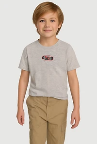 Little Boys Marled Logo Graphic Tee, Grey, Size 6