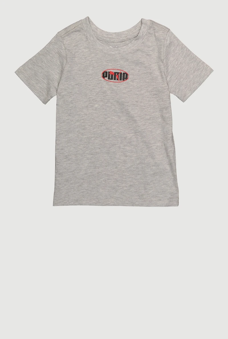 Little Boys Marled Logo Graphic Tee, Grey, Size 6