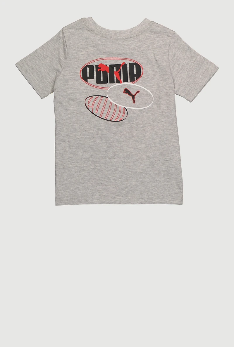Little Boys Marled Logo Graphic Tee, Grey, Size 6