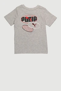 Little Boys Marled Logo Graphic Tee, Grey, Size 6