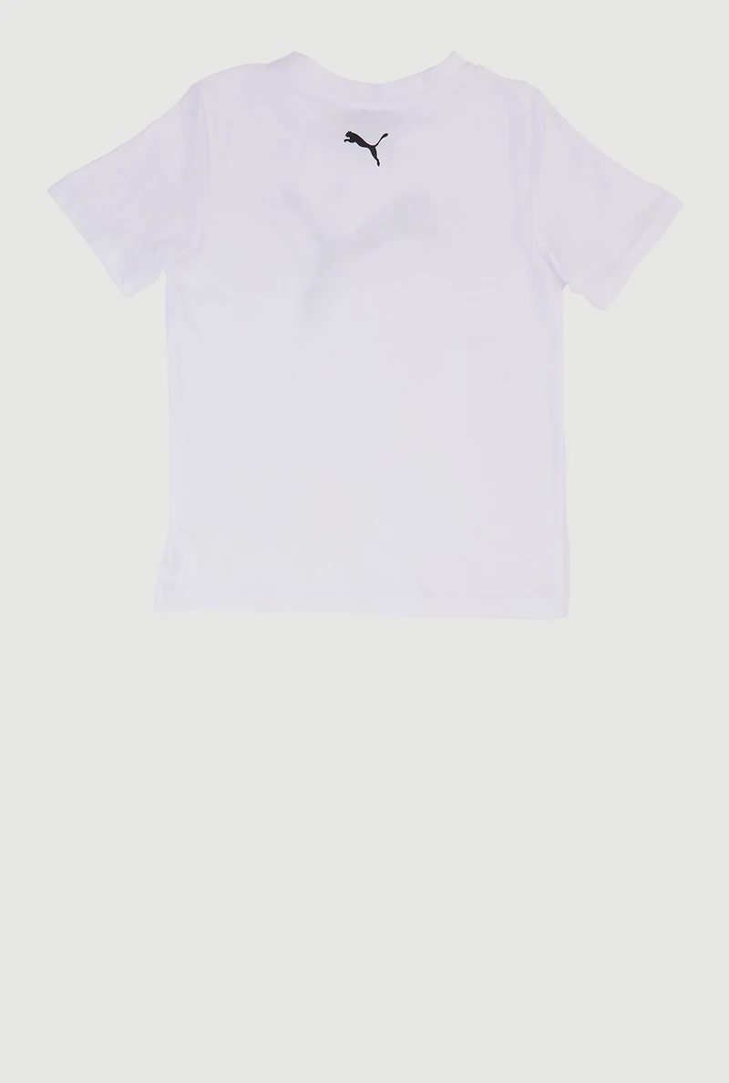 Little Boys Puma Graphic Tee and Socks Set, White, Size 6