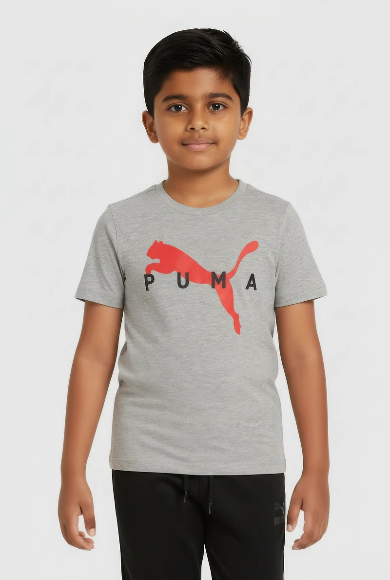 Little Boys Puma Logo Graphic Print Tee with Socks