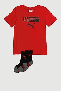 Little Boys Puma Graphic Tee with Color Block Socks