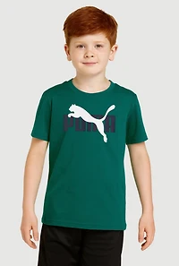 Little Boys Puma Graphic Tee and Contrast Trim Socks Set, Green, Size 7
