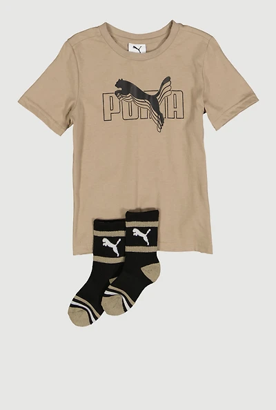 Little Boys Puma Drop Shadow Graphic Tee and Socks