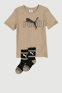 Little Boys Puma Drop Shadow Graphic Tee and Socks
