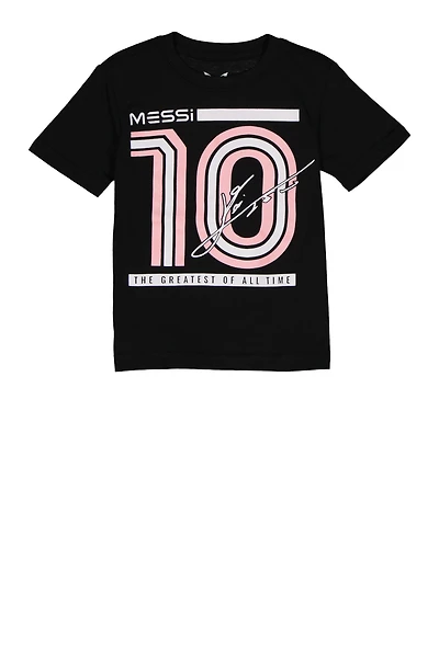Little Boys Messi 10 Graphic Tee, Black, Size 5