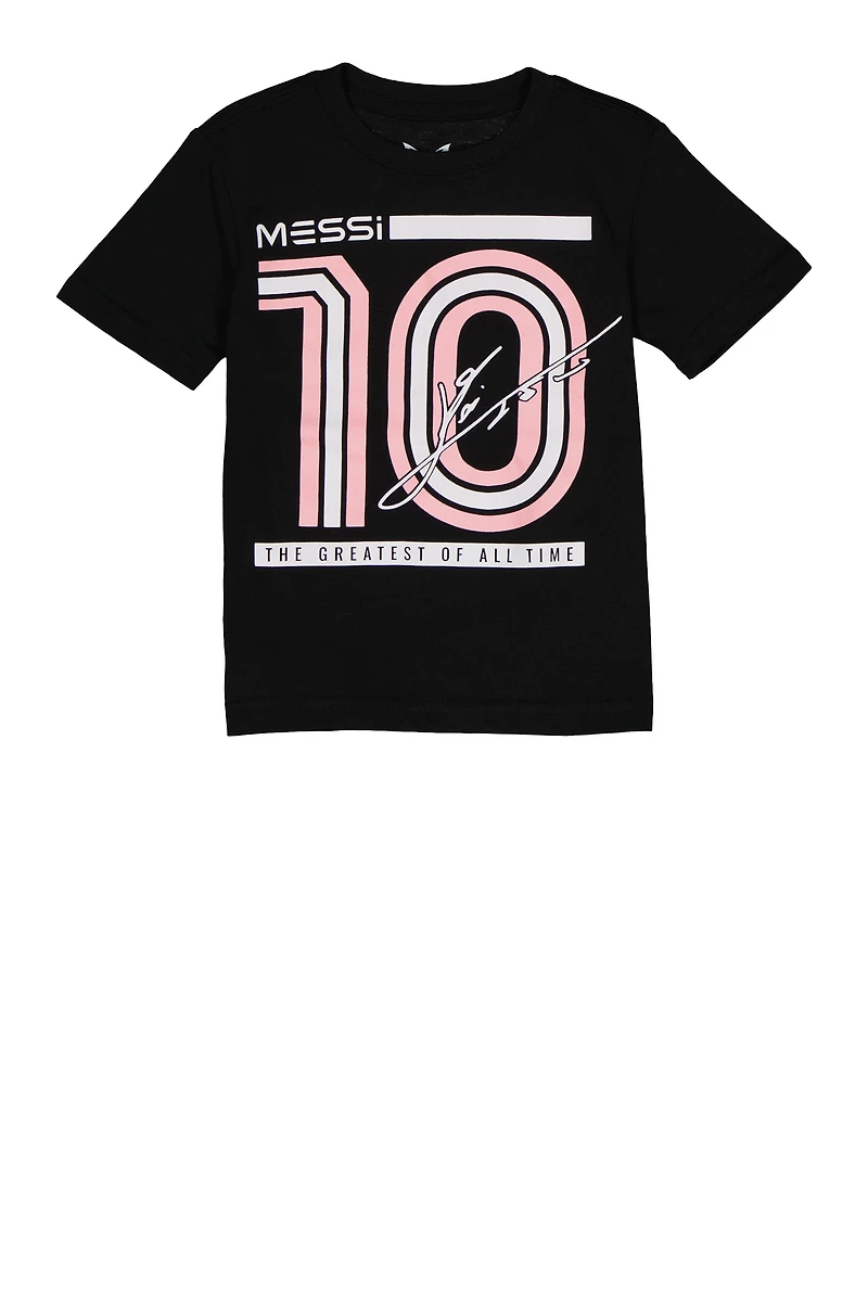 Little Boys Messi 10 Graphic Tee, Black, Size 5