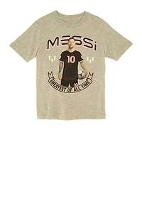 Little Boys Messi GOAT Graphic Tee, Grey, Size 5