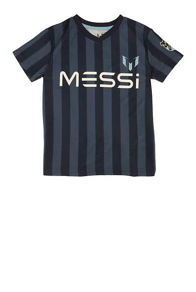 Little Boys Messi Striped Jersey Top, Blue, Size 6
