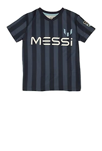 Little Boys Messi Striped Jersey Top, Blue, Size 6