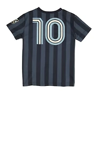 Little Boys Messi Striped Jersey Top, Blue, Size 6