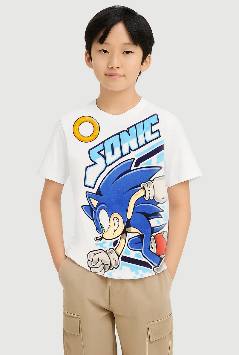 Boys Hedgehog Graphic Tee, White, Size 8