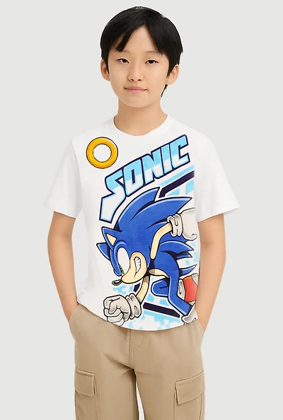 Boys Hedgehog Graphic Tee, White, Size 8