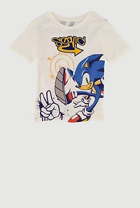 Boys Sonic Tails and Knuckles Graphic Tee, Beige, Size 10-12