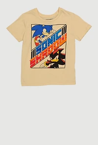 Boys Chenille Sonic and Shadow Patch Graphic Tee