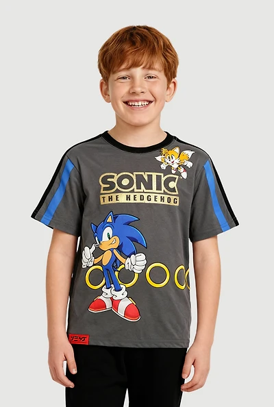 Boys Color Blocked Sonic The Hedgehog Graphic Tee