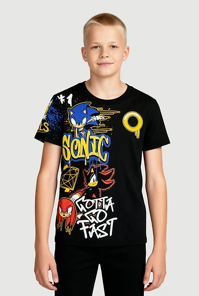 Boys Sonic Gotta Go Fast Graffiti Graphic Tee