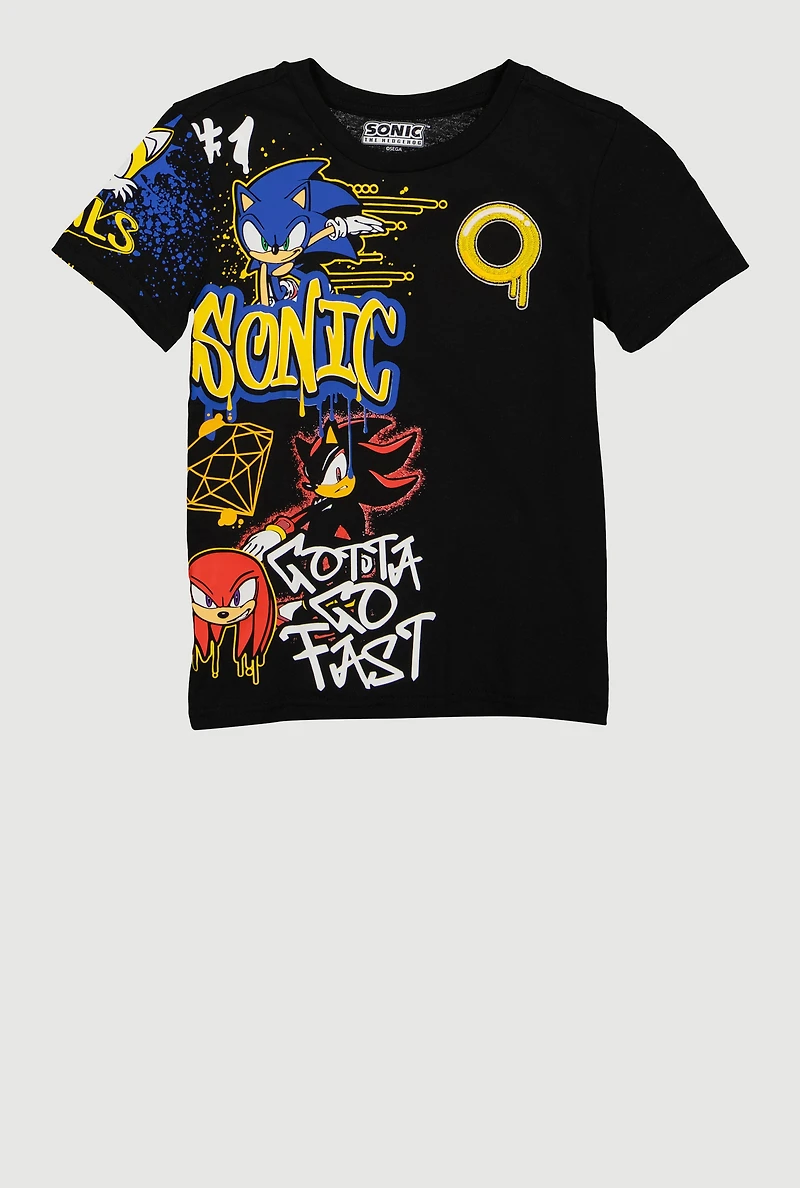 Boys Sonic Gotta Go Fast Graffiti Graphic Tee