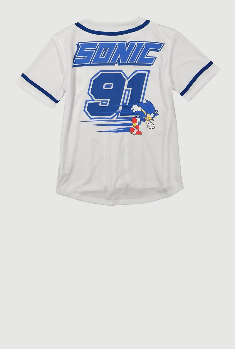 Boys Sonic 91 Graphic Button Front Baseball Jersey
