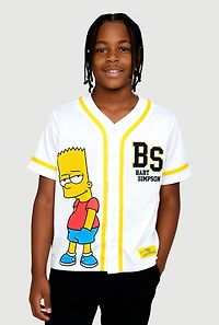 Boys Bart Simpson Graphic V Neck Baseball Jersey