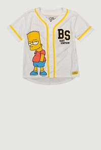 Boys Bart Simpson Graphic V Neck Baseball Jersey