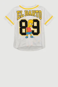 Boys Bart Simpson Graphic V Neck Baseball Jersey