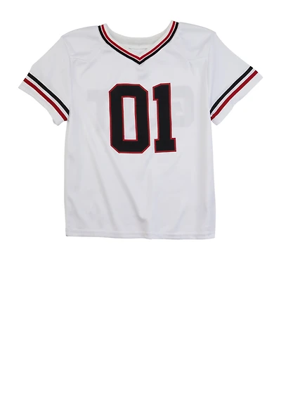 Boys Goat 01 Short Sleeve Football Jersey, White, Size 14-16