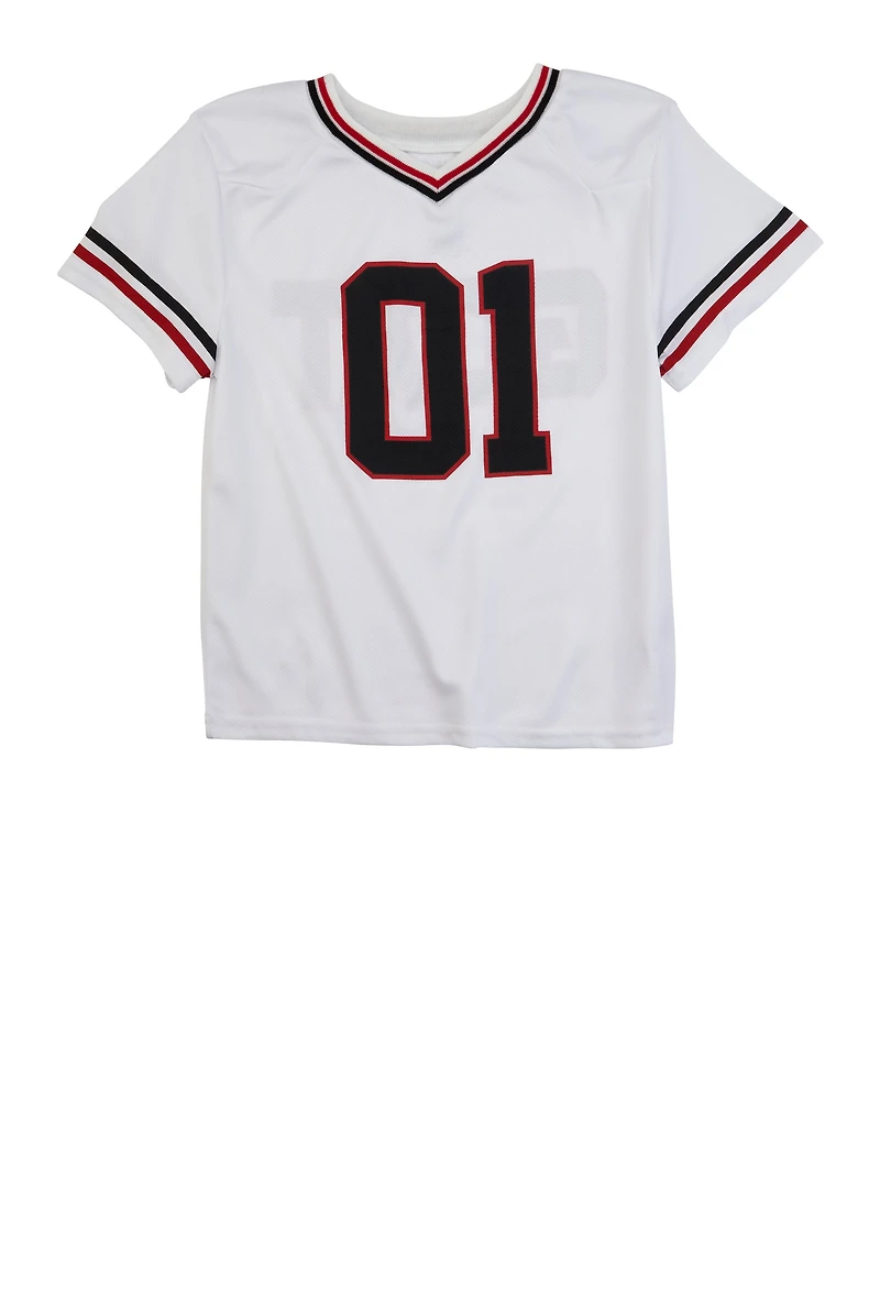 Boys Goat 01 Short Sleeve Football Jersey, White, Size 10-12