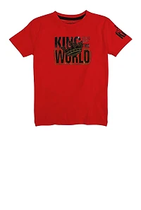 Boys King Of The World Tee, Red, Size 10-12