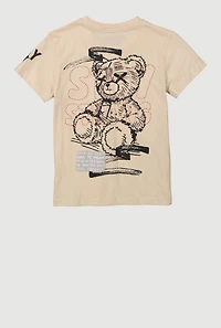 Boys Stay Strong Teddy Graphic Tee, Beige, Size 8