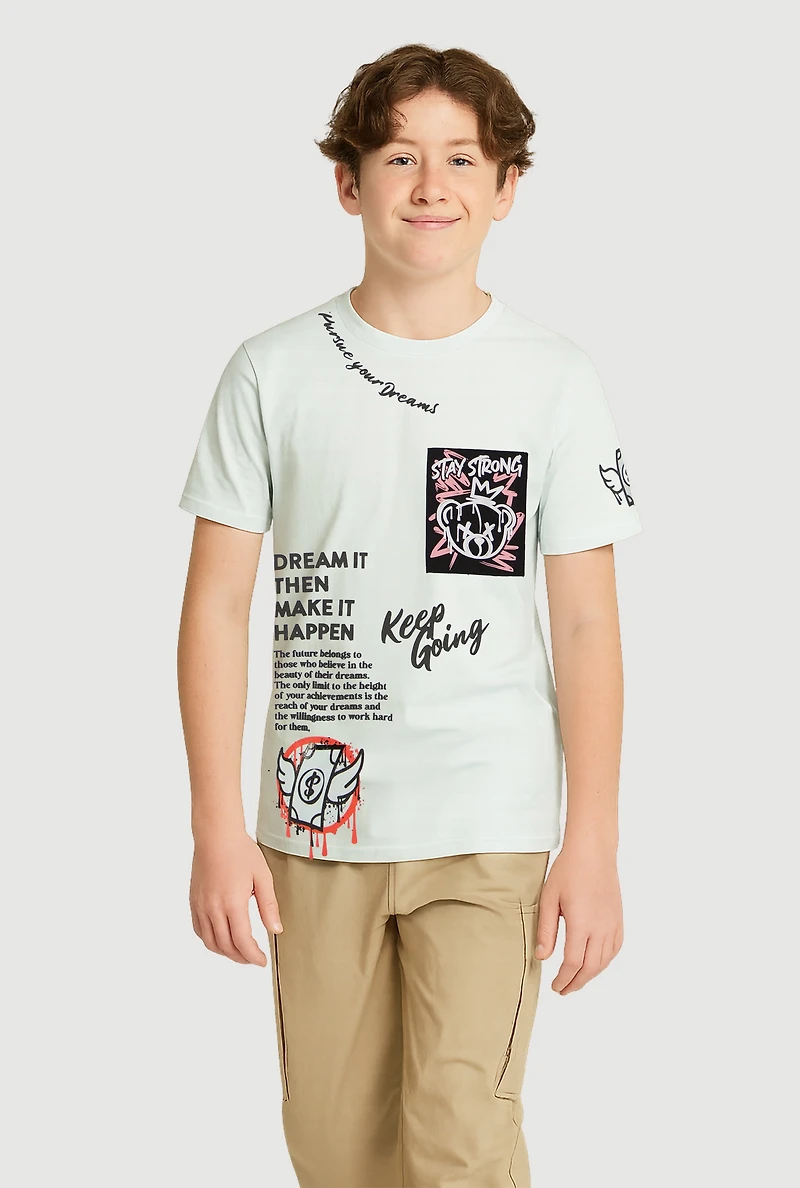 Boys Dream It Then Make It Happen Graphic Tee, Blue, Size 14-16