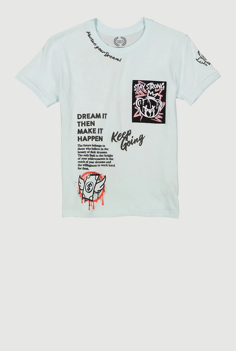 Boys Dream It Then Make It Happen Graphic Tee, Blue, Size 14-16
