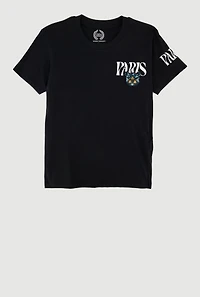 Boys Crew Neck Short Sleeve T-Shirt with Paris Graphic