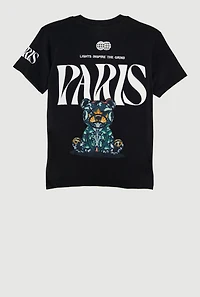 Boys Crew Neck Short Sleeve T-Shirt with Paris Graphic
