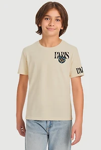 Boys Paris Teddy Bear Graphic Tee, Beige, Size 18