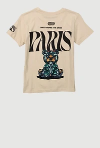Boys Paris Teddy Bear Graphic Tee, Beige, Size 18