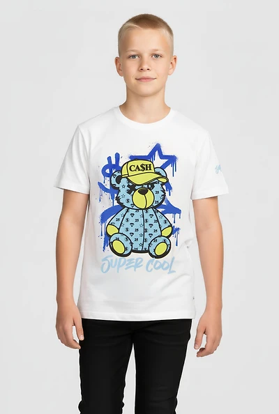 Boys Super Cool Teddy Graphic Short Sleeve Tee