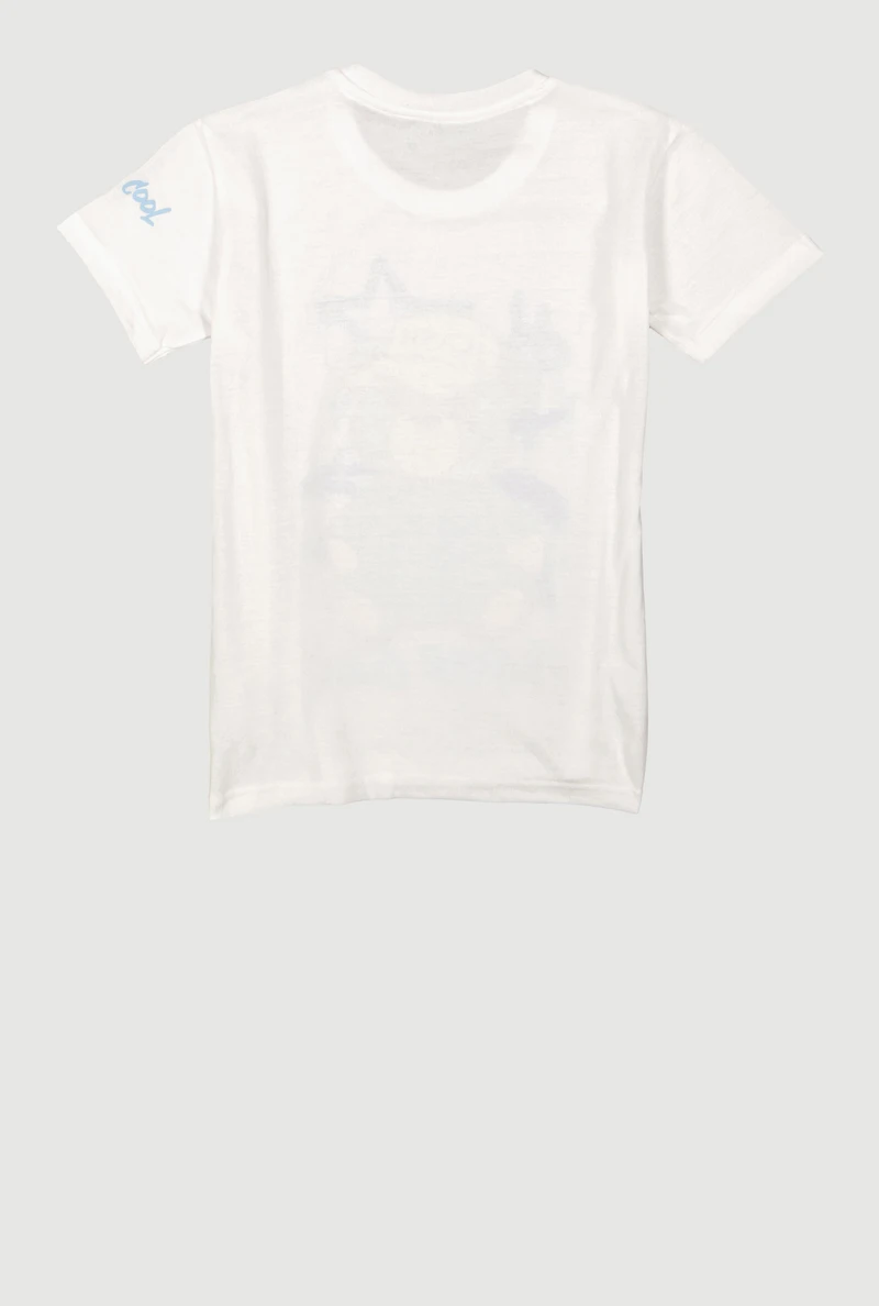 Boys Super Cool Teddy Graphic Short Sleeve Tee, White,