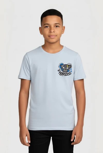 Boys Fearless Teddy Short Sleeve Graphic Tee, Black, Size 18